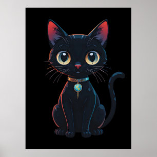 Liten läskig svart katt poster
