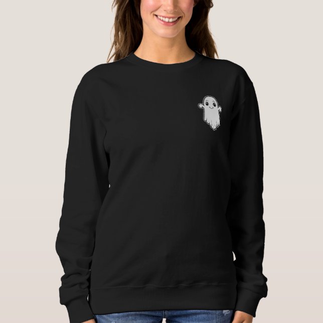 Liten leende spöktickad karaktär Halloween T Shirt (Framsida)