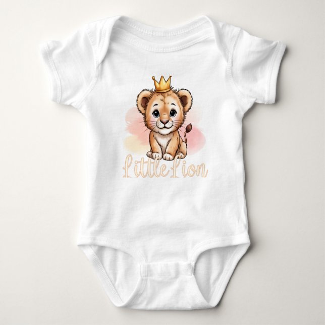 Liten Lejon Bebis Kroppsoverall T Shirt (Framsida)