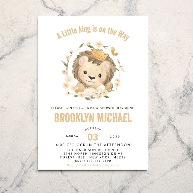 Liten Lejon Kung Baby Shower Gender Neutral Inbjudningar (Skapare uppladdad)