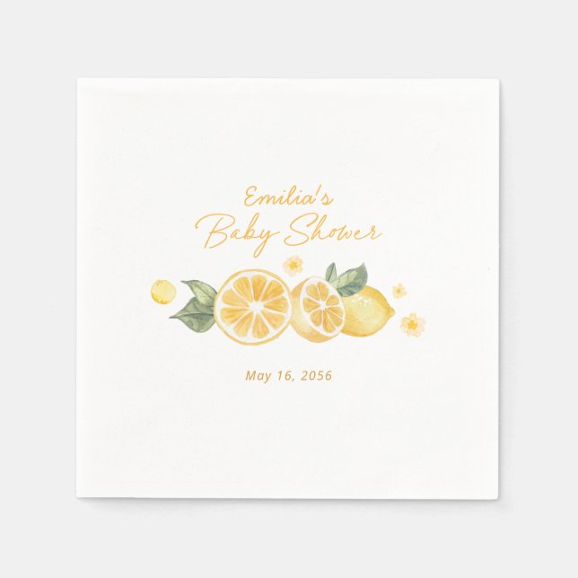 Liten Lemon Baby Shower Personlig Pappersservett (Framsidan)