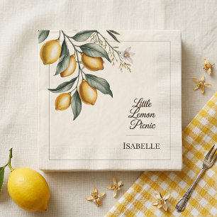 Liten Lemonad Picknick Elegant Akvarell Botanisk Pappersservett