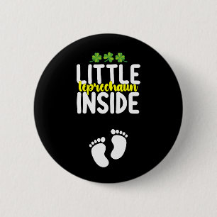 Liten Leprechaun Inuti Graviditet Gravid Mamma Knapp