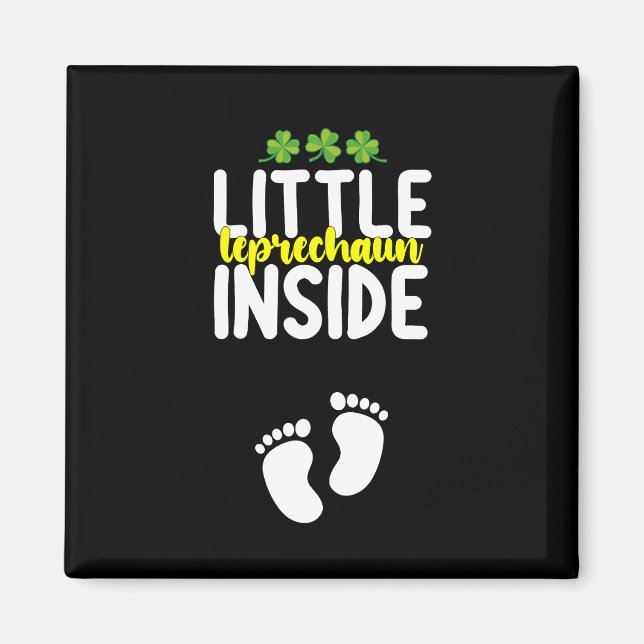 Liten Leprechaun Inuti Graviditet Gravid Mamma Magnet (Framsidan)