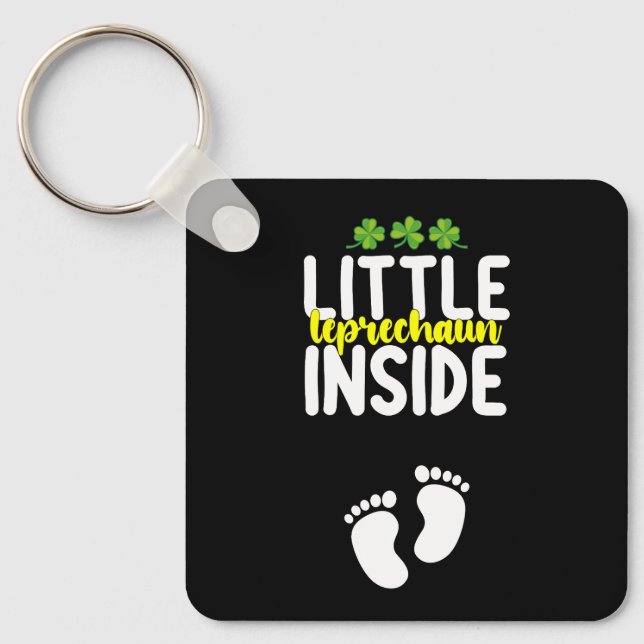 Liten Leprechaun Inuti Graviditet Gravid Mamma Nyckelring (Framsida)
