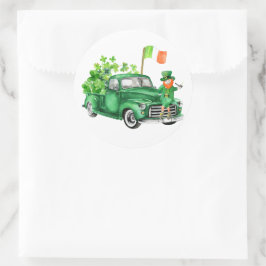 Liten Leprechaun Lastbil Födelsedagsfest Tack Runt Klistermärke