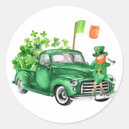 Liten Leprechaun Lastbil Födelsedagsfest Tack Runt Klistermärke