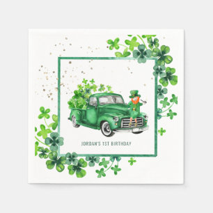 Liten Leprechaun Shamrock Lastbil Födelsedagsfest Pappersservett