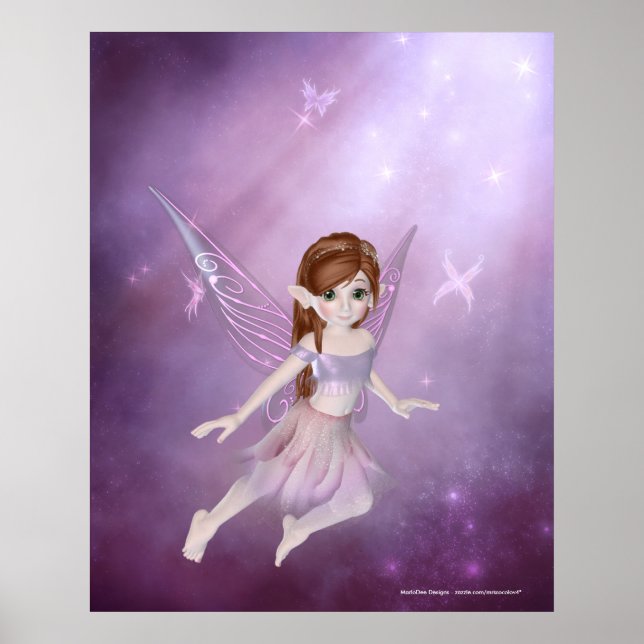 Liten Lila Fairy Design - Fantasy Print Poster (Framsidan)