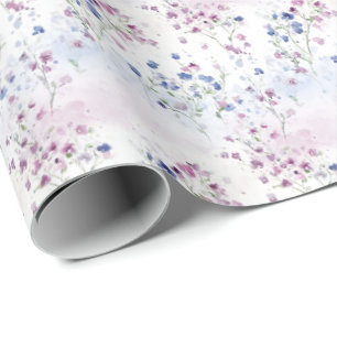Liten Lila och Blåa blommor på vit Presentpapper