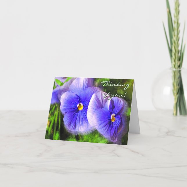 Liten Lila Pansies Note Card, frosted Pansies Kort (Framsida)