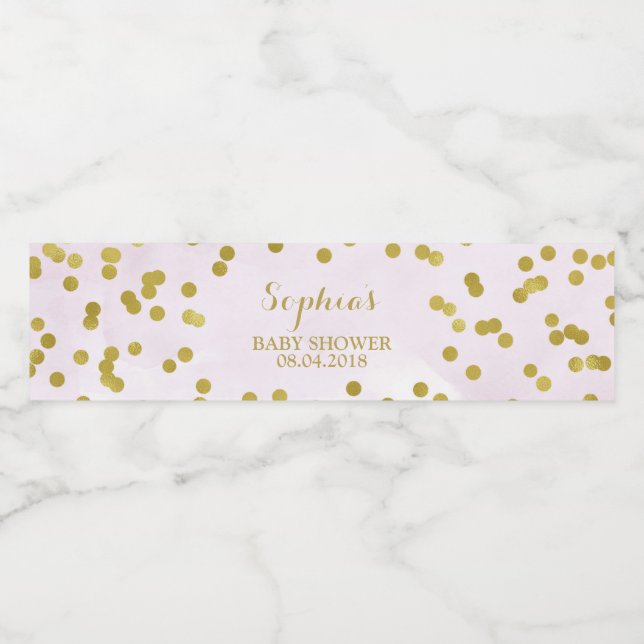 Liten Lila Vattenfärgsfärg Guld-konfetti babyskal  Vattenflaskor Etikett (Singel etikett)