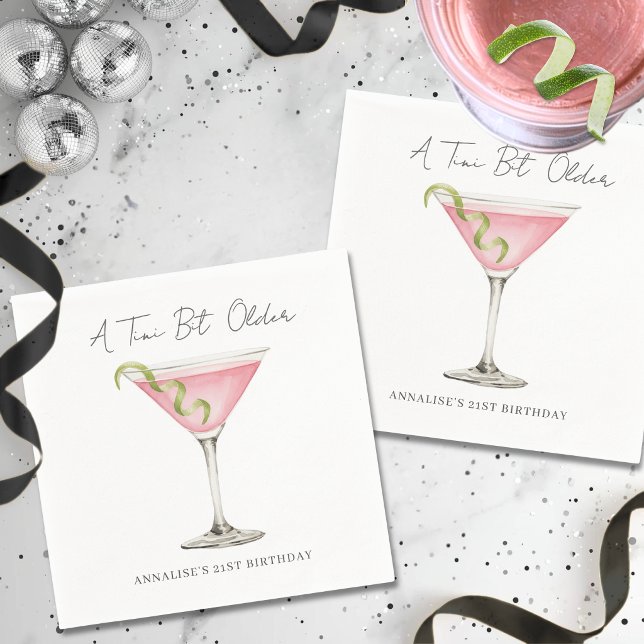 Liten lite äldre Martini födelsedagsfest Pappersservett (Tini Bit Older Martini Birthday Party Napkins )
