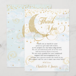 Liten, liten, blå babystövel för liten stjärna tack kort