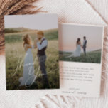 Liten liten, visemisk skript, platt foto tack kort<br><div class="desc">Det här minimalistiska skript med ett platt foto-tack du-kort är perfekt för ditt klassiska svarta och vita lilla moderna boho bröllop. Utformningen har elegant, delikat och romantiskt handskrivet kalligrafibrev med formell shabby chic-typografi. Det kommer att se bra ut när som helst under bröllop-säsongen: vår, sommar, fall eller vinter! Produkten är...</div>