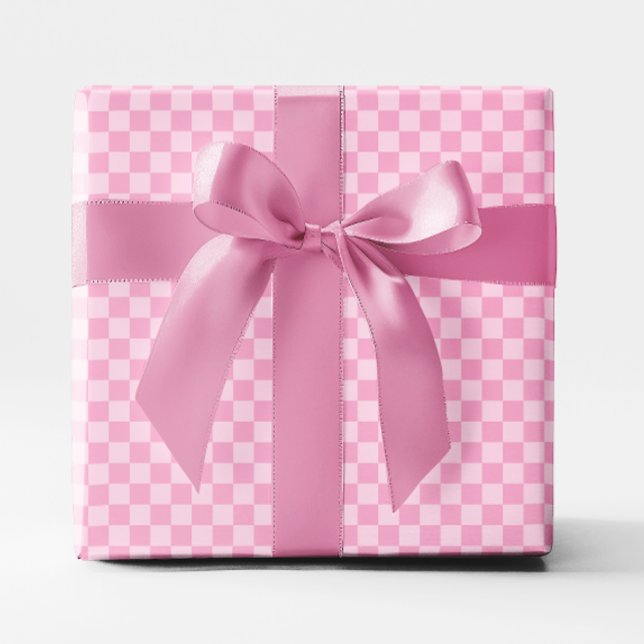 Liten Ljus rosa kontrollerbar Presentpapper (Small Light Pink Checkered Wrapping Paper)