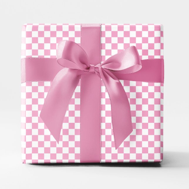 Liten ljus rosa och vit rutig presentpapper (Small Light Pink and White Checkered Wrapping Paper)