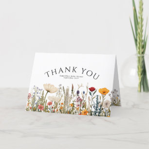 Liten ljus vildblomma Blomma Baby Shower Tack Kort