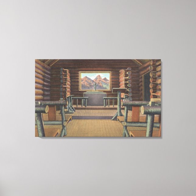 Liten logkyrka i Snake River View Canvastryck (Framsida)