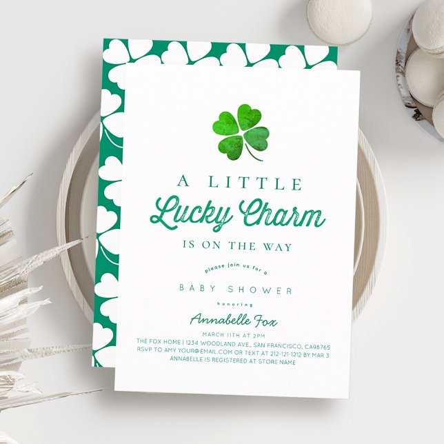 Liten Lucky Charm Modern Bebis Shower Inbjudningar (Skapare uppladdad)