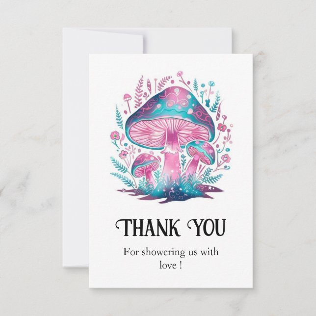 Liten Magisk Svamp Baby Shower Tack Kort (Framsida)