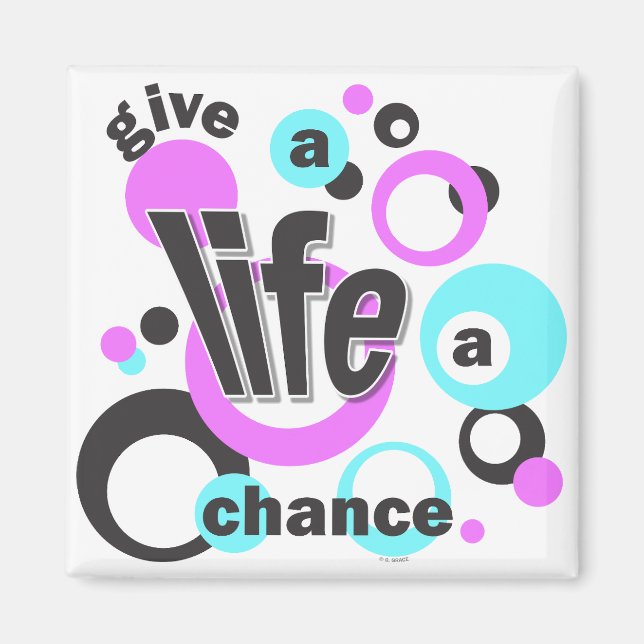 Liten magnet med bubblig design. (Framsidan)