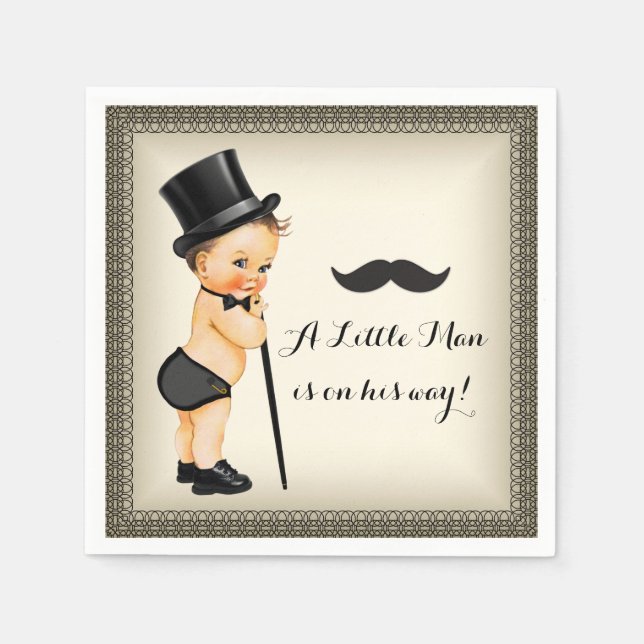 Liten Man Baby Pojke Bebis Shower Pappersservett (Framsidan)