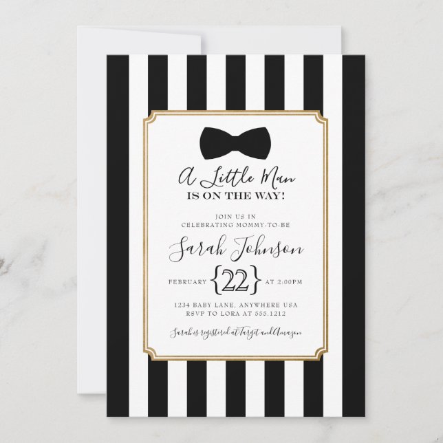 Liten Man Baby Shower Inbjudan (Framsida)