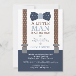 Liten man baby shower inbjudan, Blå, Brun Inbjudningar