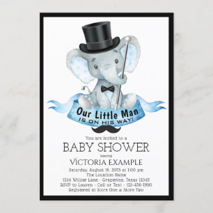 Liten man baby shower inbjudan Dapper Elephant