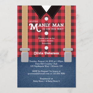 Liten man baby shower inbjudan, Lumberjack Inbjudningar