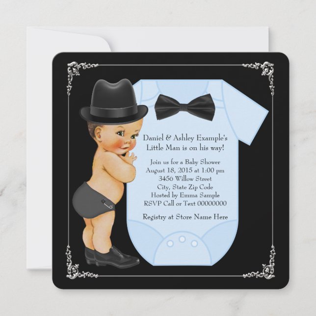 Liten Man Baby Shower Inbjudningar (Framsida)