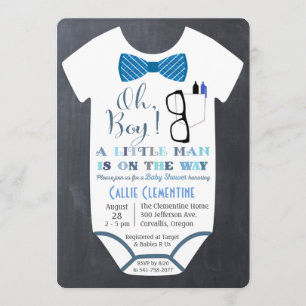 Liten man bow tie baby shower inbjudan