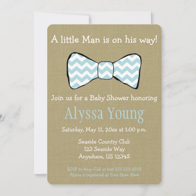 Liten man Bow Tie Baby Shower Inbjudan (Framsida)