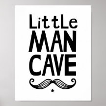 Liten Man Grotta Barnkammare Affisch med Mustasch