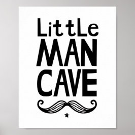 Liten Man Grotta Barnkammare Affisch med Mustasch