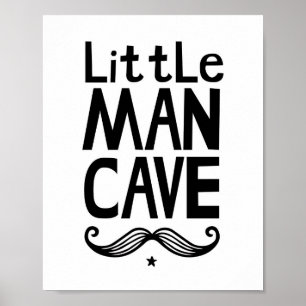 Liten Man Grotta Barnkammare Affisch med Mustasch