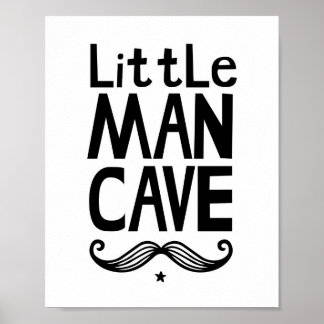 Liten Man Grotta Barnkammare Affisch med Mustasch