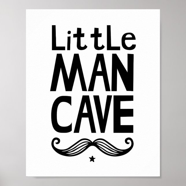 Liten Man Grotta Barnkammare Affisch med Mustasch (Framsidan)