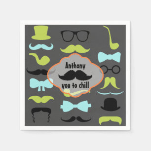 Liten man Hipster Mustache-Födelsedagsfest Pappersservett