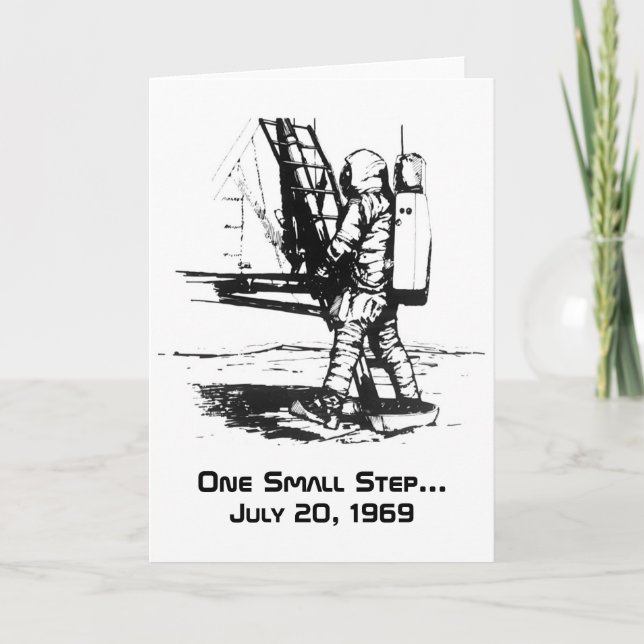 Liten man kliver Apollo 11 månelandning Kort (Framsida)