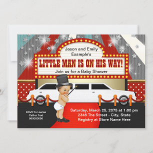 Liten Man Limousine Filmstjärna Baby Shower Inbjudningar