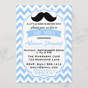 Liten man med mustasch-chevron Baby Shower-inbjuda Inbjudningar