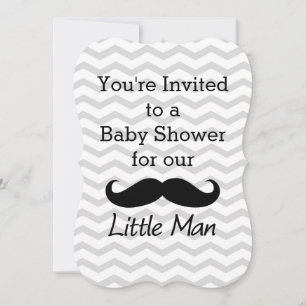 Liten man Mustache Chevron Cute Boys Baby Shoes Inbjudningar