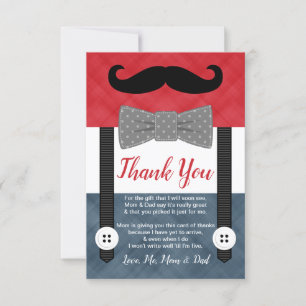 liten man mustasch röd navy boy babydusch tack kort