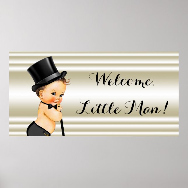 Liten Man Pojke Babyfirande Poster (Framsidan)