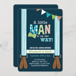 Liten man Suspenders Baby Shower-inbjudan Inbjudningar