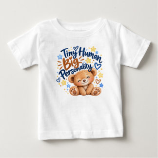 Liten Människa Stor Personlighet Söt Teddybjörn Be T Shirt