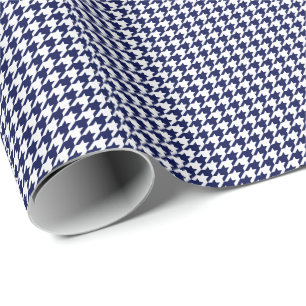 Liten marinblått och vit Houndstooth Presentpapper