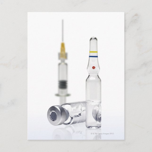 Liten medicinflaska som innehåller medicinen för vykort (Framsida)